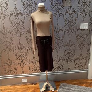 DKNY 100% Silk Ribbed Turtleneck Sweater Saks Silk Bias Midi Skirt Set